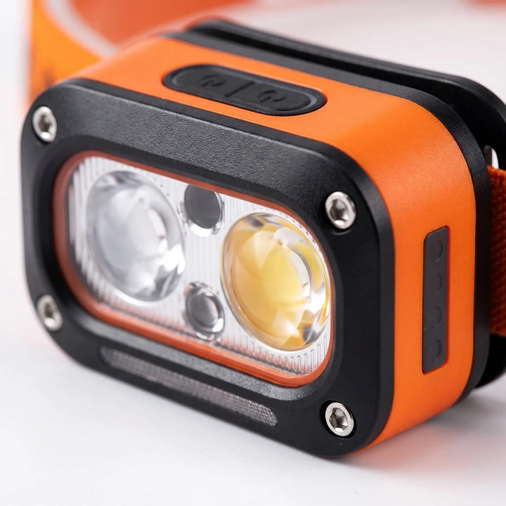 Hands-free motion sensor headlamp for camping & outdoor adventures. Bright, water-resistant, USB rechargeable LED.