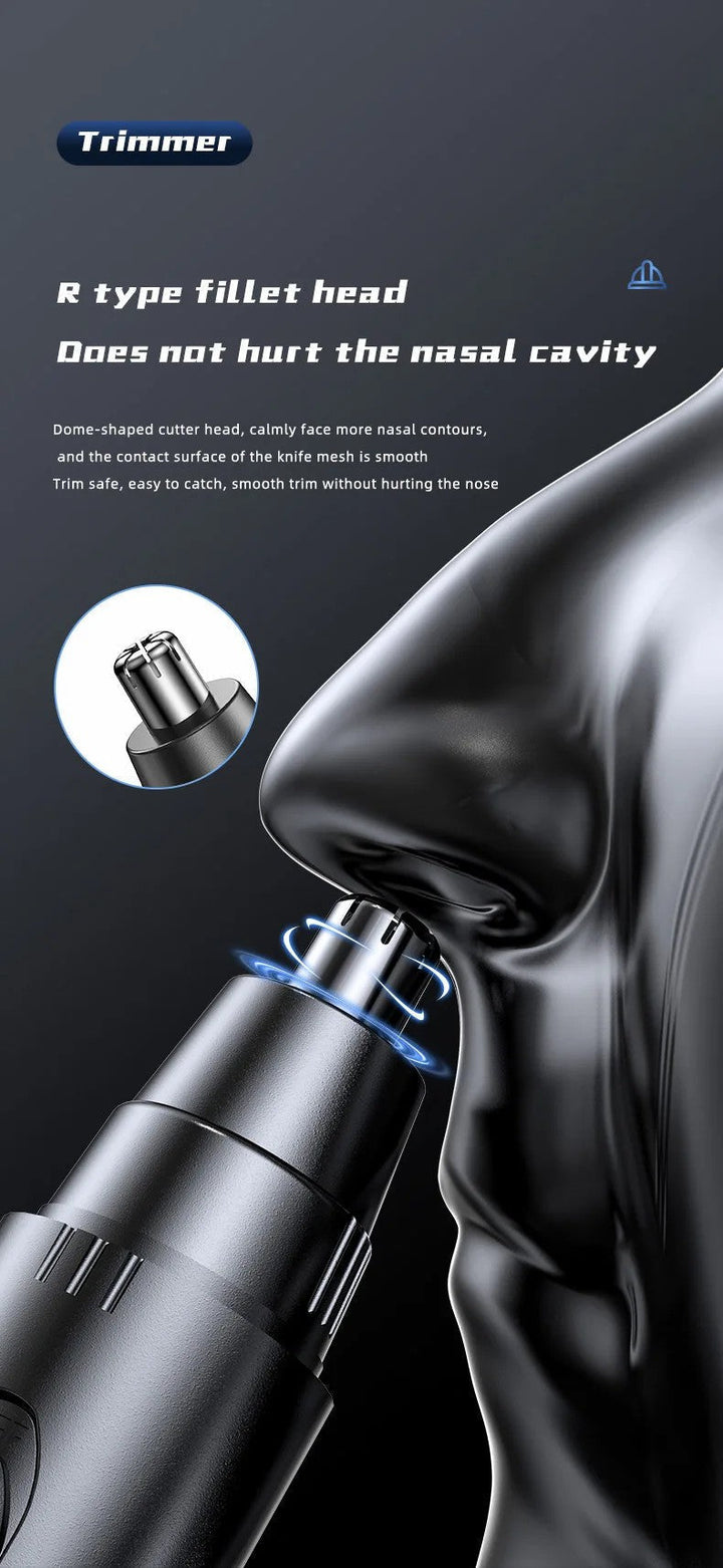 Cordless rechargeable ear & nose hair trimmer, perfect for travel & daily men's grooming needs.