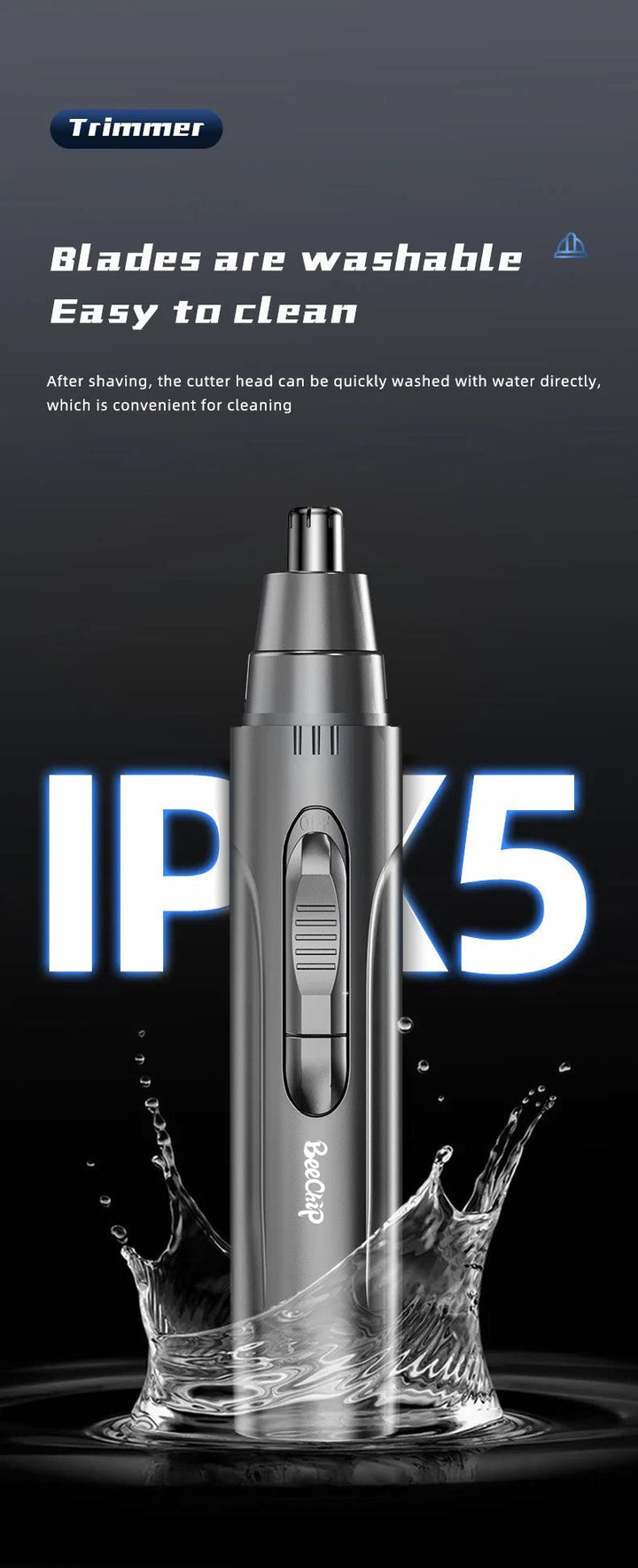 Effective rechargeable nose & ear trimmer for gentle and precise hair removal. Essential personal care.