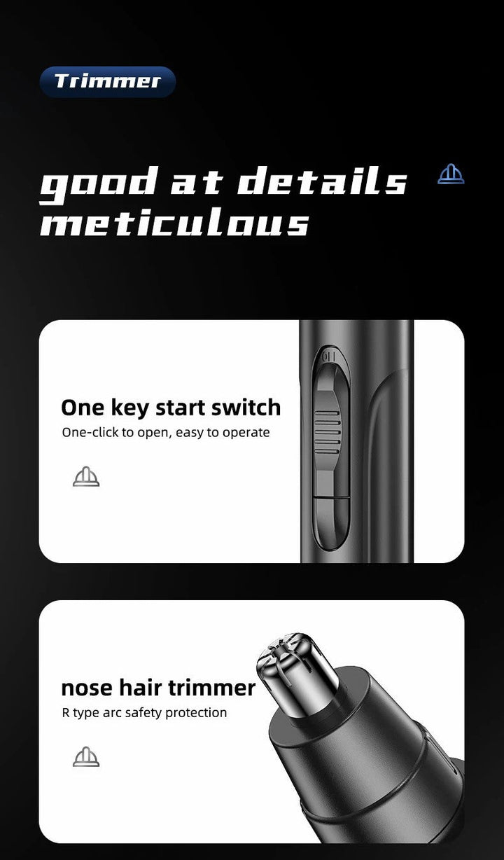 Durable, waterproof rechargeable nose and ear trimmer. A must-have for modern men's & women's grooming.