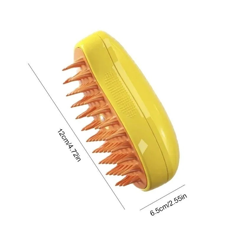 Close-up of pet grooming steam brush bristles, designed for effective fur removal in cats and dogs.
