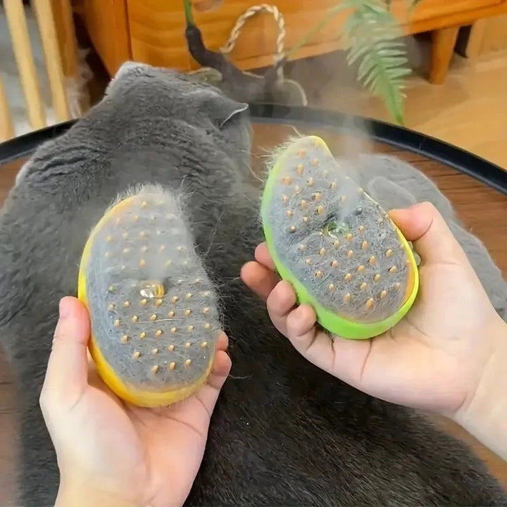 Blue Pet Grooming Steam Brush, a rechargeable pet supply for gentle and efficient fur removal.
