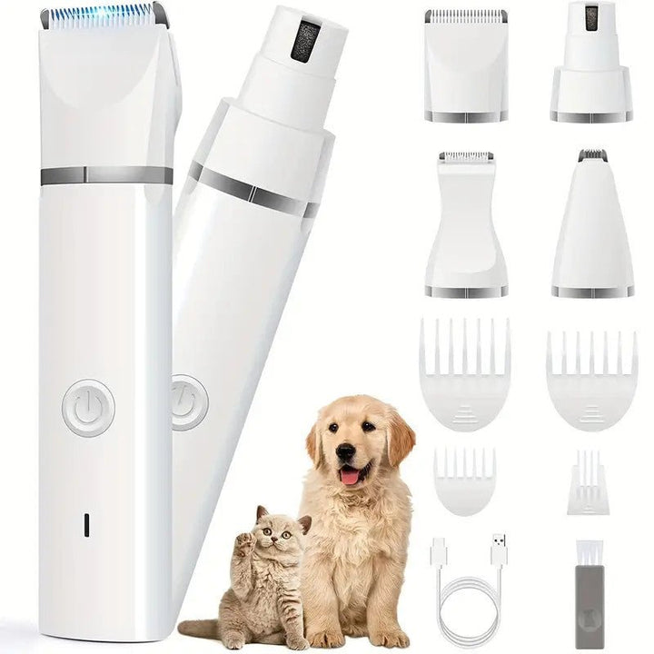 Rechargeable waterproof dog grooming clipper kit with titanium ceramic blades for quiet home pet care