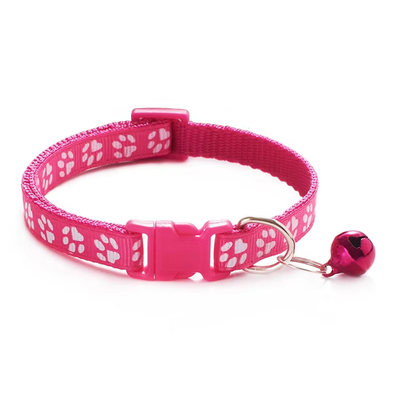 Comfortable black cat collar with safety quick release and an attached bell