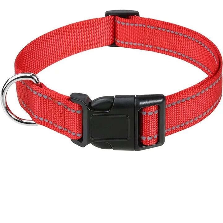 Red adjustable dog collar for all breeds, comfortable and lightweight pet accessory for everyday use
