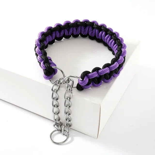 Side view of modern adjustable nylon pet collar, showcasing its sleek design for training.