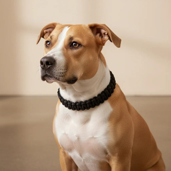 Yellow adjustable nylon dog collar, bright and robust for pet training and outdoor adventures.