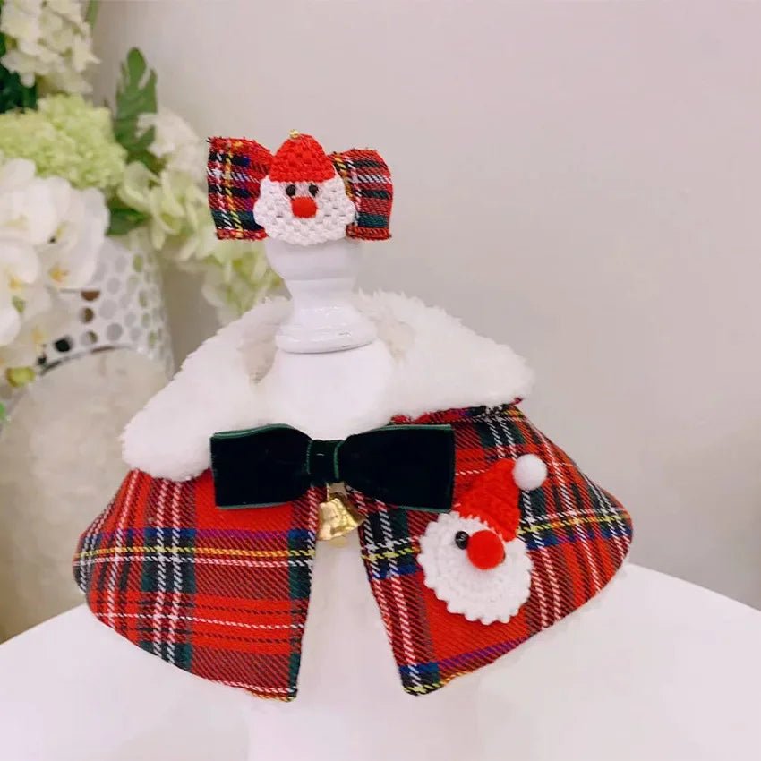 Holiday pet accessory: unisex plaid dog bandana collar set for festive occasions.