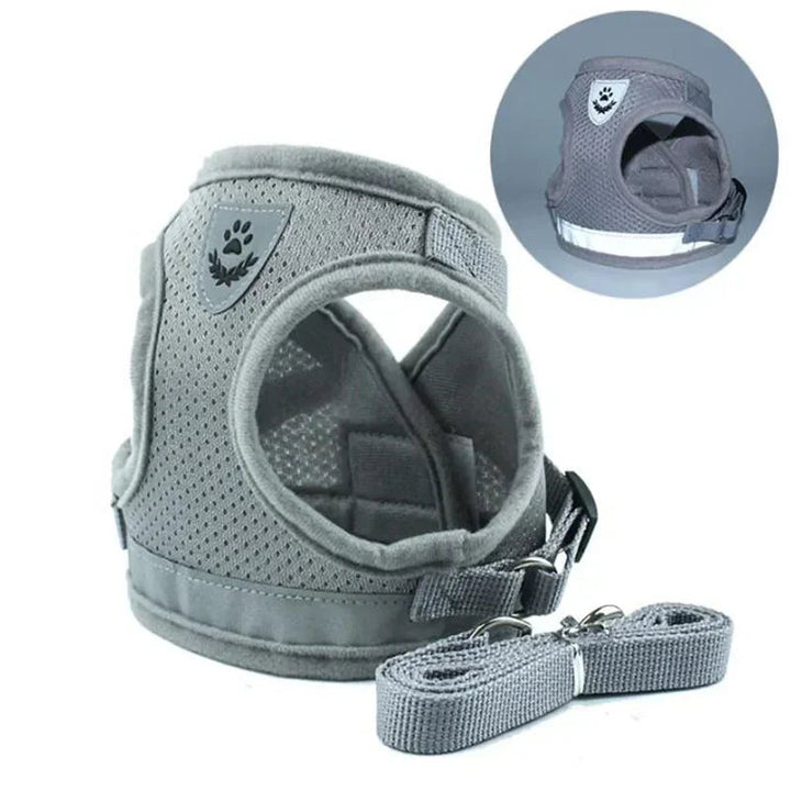 Orange breathable mesh dog harness with a secure D-ring for leash attachment, pet supplies
