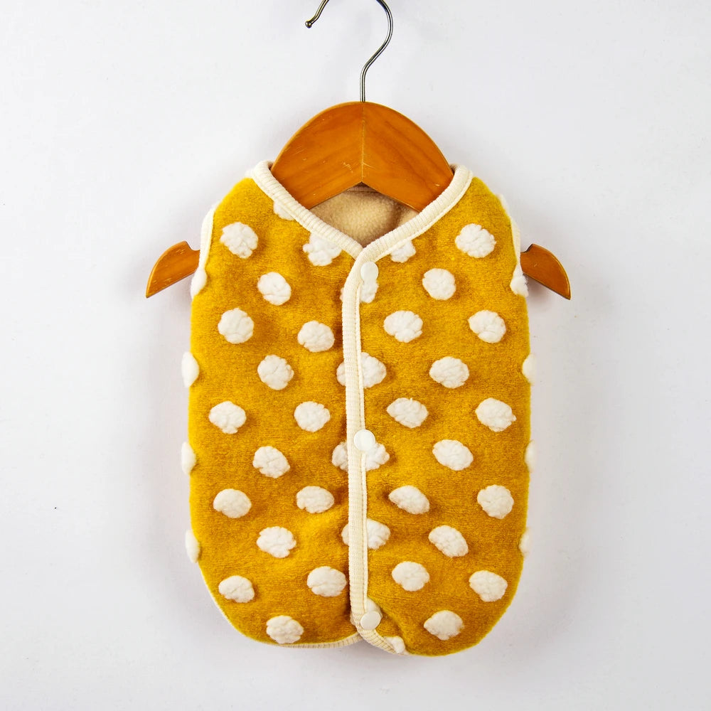 Camo print fleece dog jacket, stylish winter pet wear for small dogs, warm vest