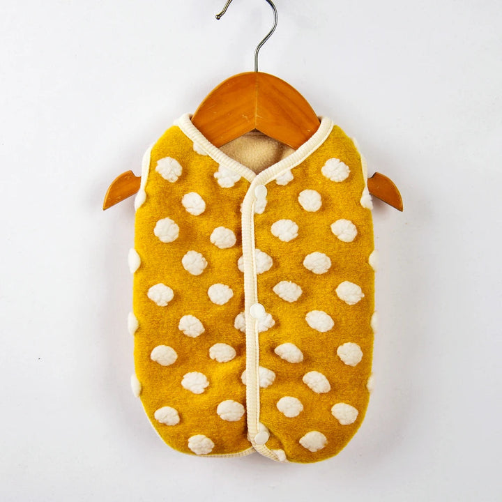 Camo print fleece dog jacket, stylish winter pet wear for small dogs, warm vest