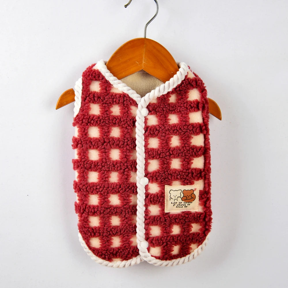 Patterned fleece dog jacket, warm small dog winter coat, french bulldog apparel