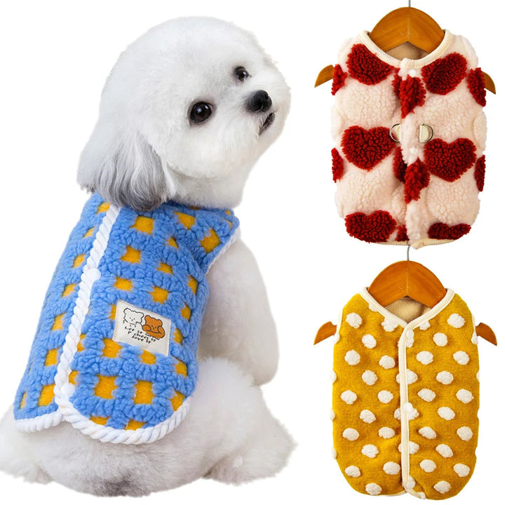 Green pet apparel, fleece dog jacket for winter, perfect small dog vest for warmth