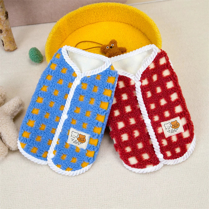 Black stylish fleece dog jacket, warm pet vest for small dogs, winter pet apparel