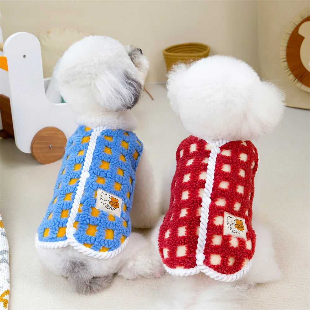 Gray fleece pet jacket, warm and stylish winter coat for small dog breeds