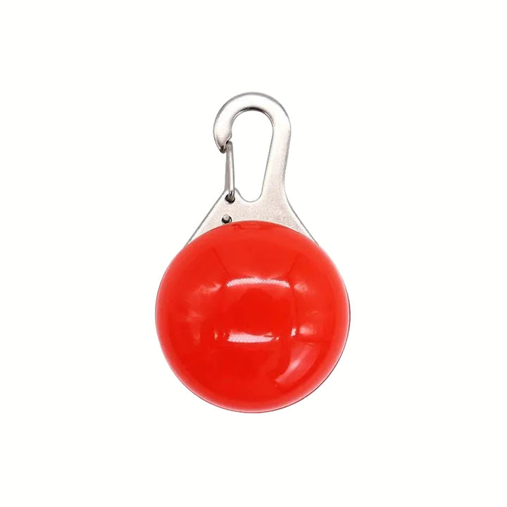 Small pet safety light clipping onto a collar, providing high visibility in low-light conditions.