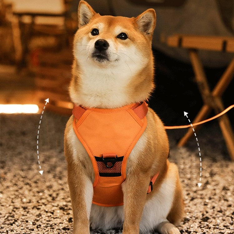 Green no-pull pet harness for large dogs, reflective stitching, comfortable outdoor gear