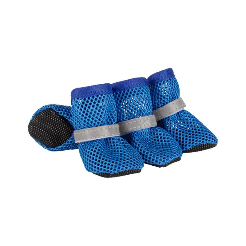 Red paw protection dog shoes, set of 4 for small to medium breeds, non-slip sole, breathable for outdoor gear.
