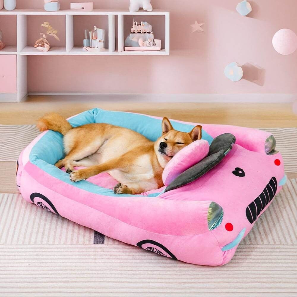 Interactive pet furniture: a convertible race car dog bed, perfect for small breeds.