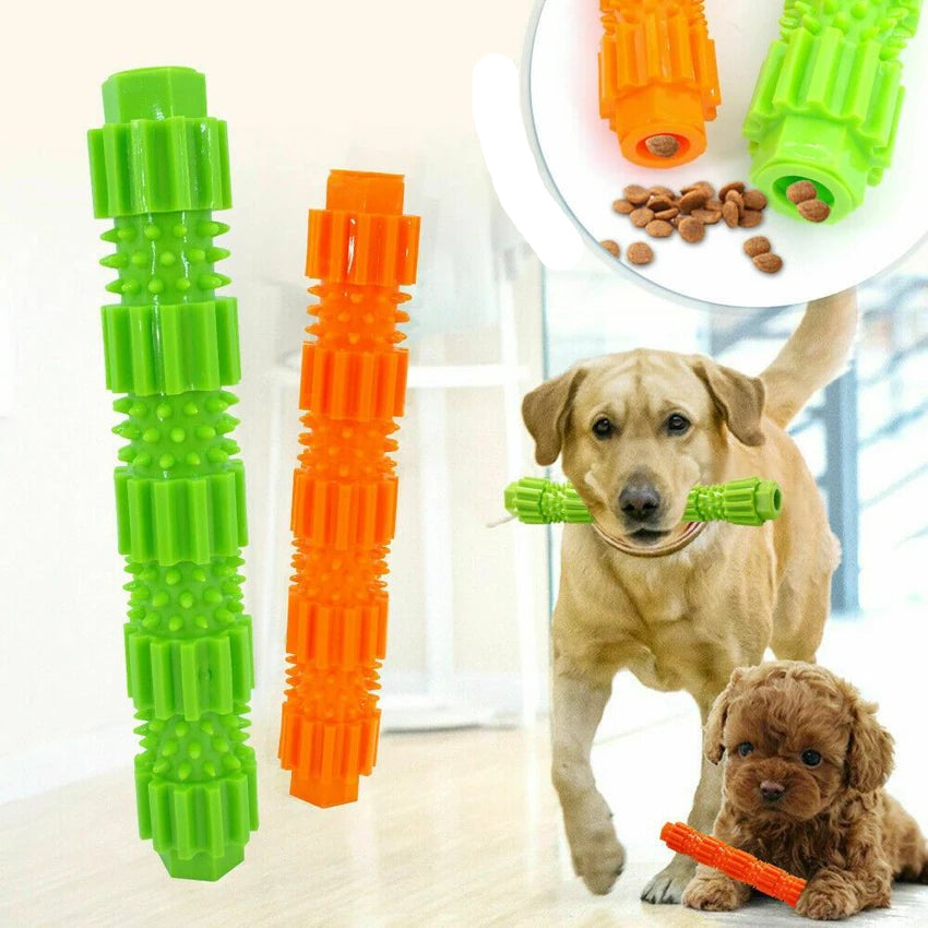 Durable squeaky dog toy with treat dispenser, black, for tough chewers