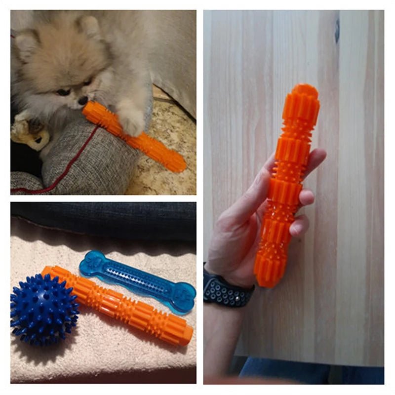 Indestructible dog toy, orange, for aggressive chewers with textured grip