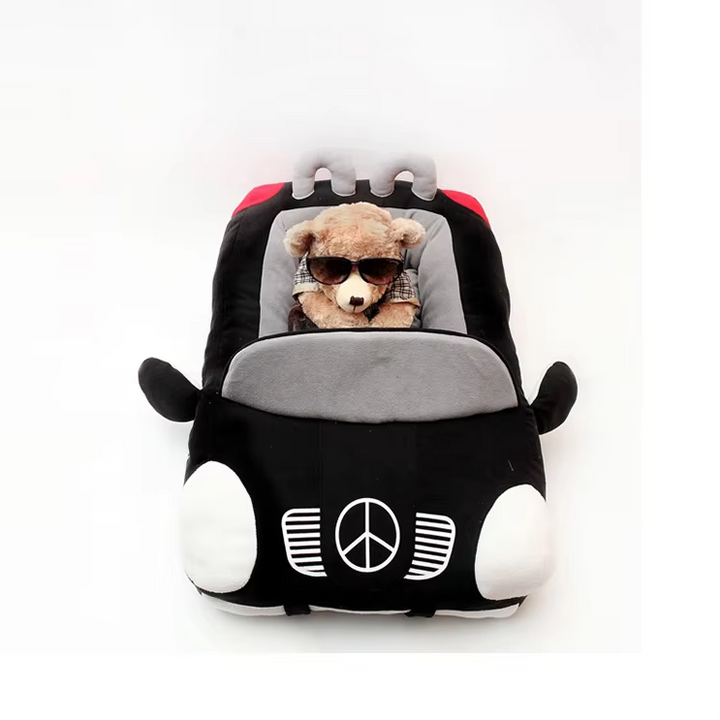 Small dog or puppy cozy sports car bed with soft interior, perfect pet furniture