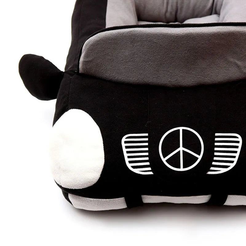 Close-up of the plush interior of a sports car pet bed, offering ultimate comfort