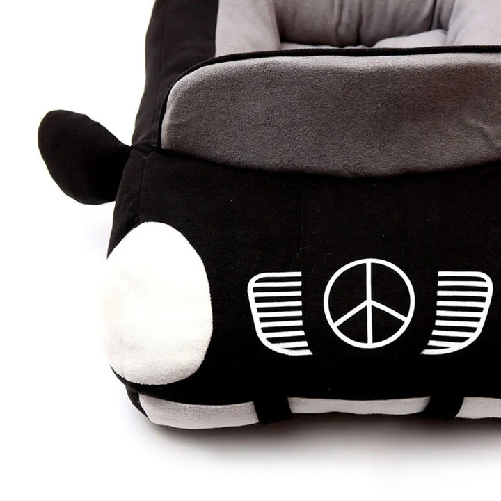 Close-up of the plush interior of a sports car pet bed, offering ultimate comfort