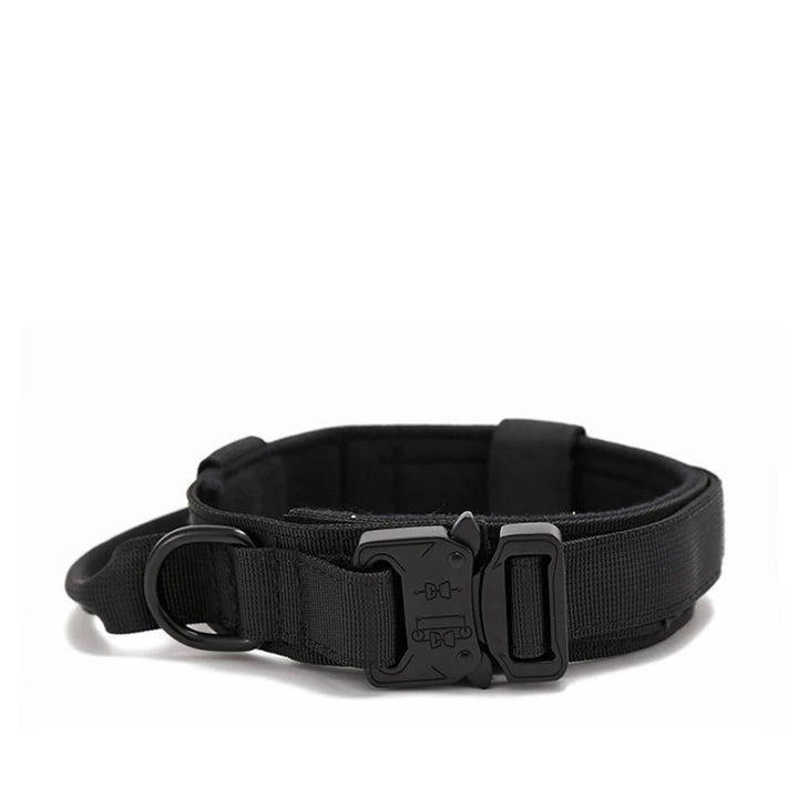 Red tactical reflective dog collar for large breeds, padded for comfort and quick release
