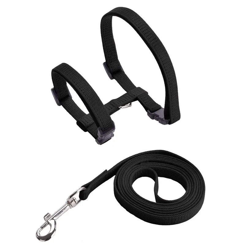 Red unisex H-shape anti-escape pet harness with leash, adjustable nylon for small dogs.