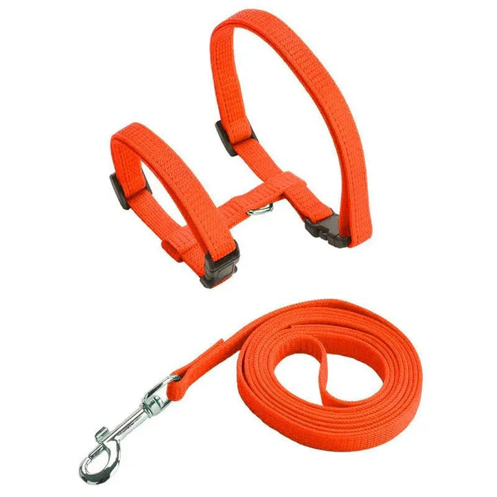 Adjustable red nylon pet harness for cats and dogs, anti-escape and choke-free.
