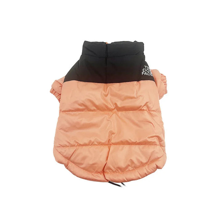 Soft dog coat in camouflage print, waterproof and windproof for cold weather dog adventures.