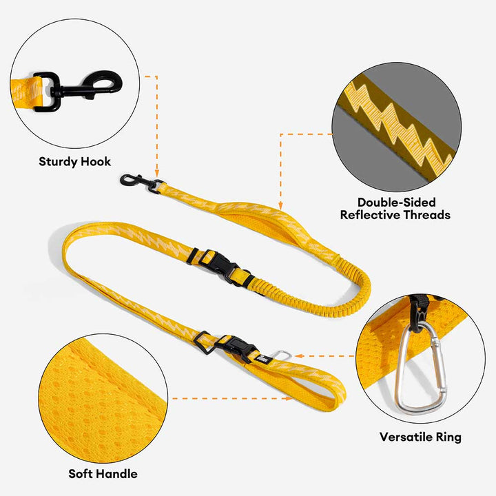 Ergonomic handle of an adjustable elastic dog leash, providing comfort for pet owners during walks.
