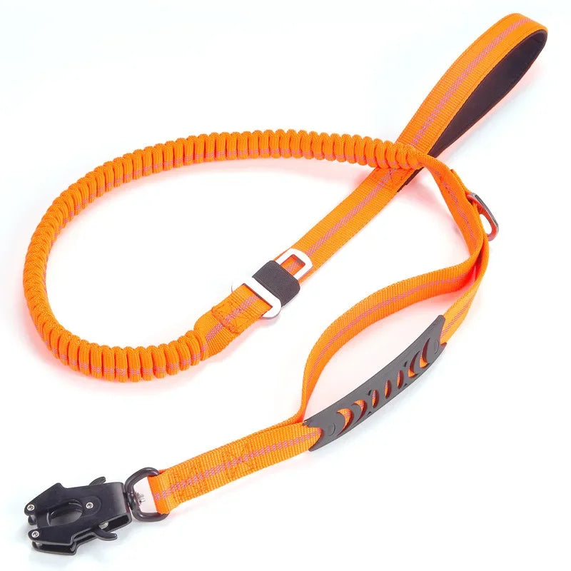 Reflective dog leash for active pets, durable and elastic bungee design for comfortable walks.
