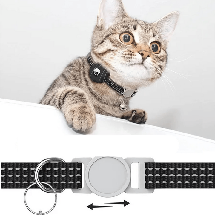 Safety cat collar in red with AirTag pouch, designed for quick release and pet comfort