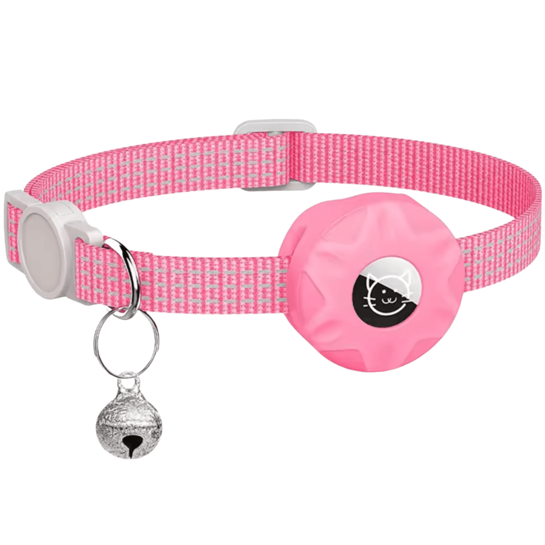 Waterproof and reflective cat breakaway collar with secure holder for GPS pet tracker