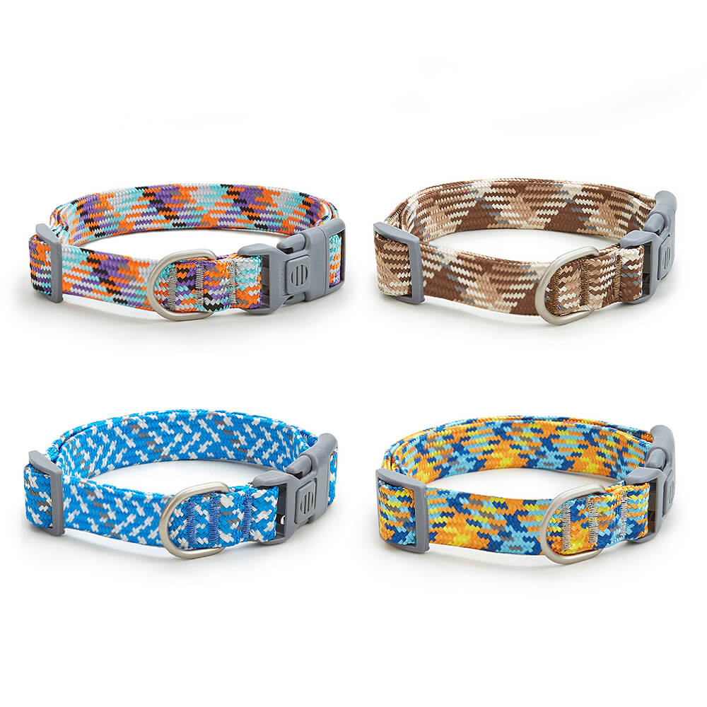 Adjustable nylon reflective dog collar and leash, perfect for outdoor dog walking