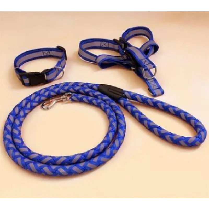 Durable reflective dog harness with a strong, multi-functional lead, part of essential dog accessories for safety.