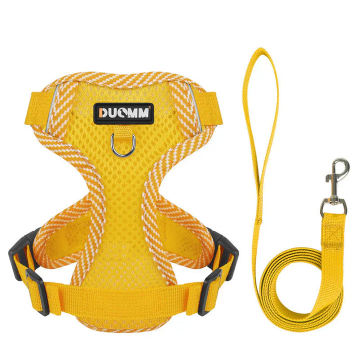 Small pet reflective harness with d-ring for leash attachment, comfortable and durable design