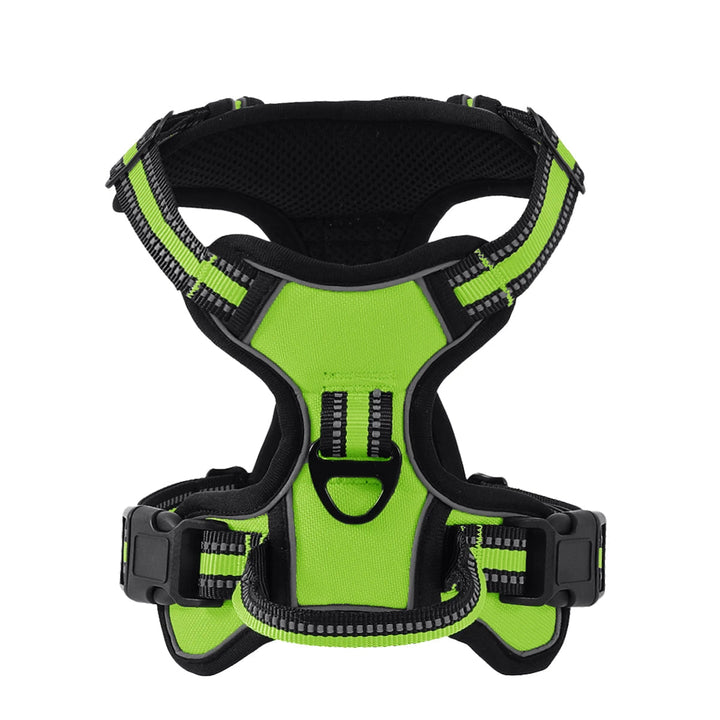 Reflective pet vest for dogs, featuring quick-release buckles and adjustable straps for convenience