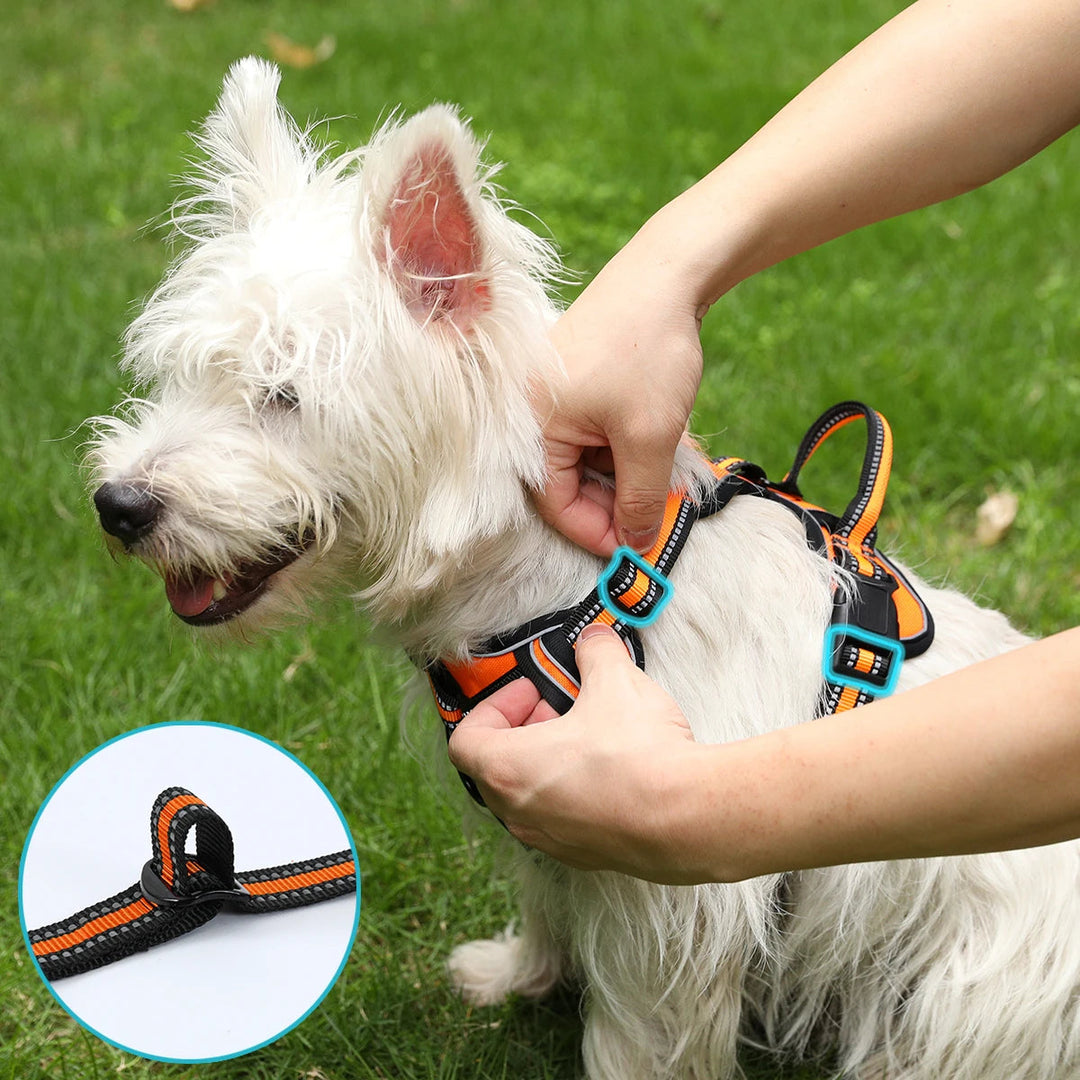 Unisex reflective comfort dog harness, breathable for training & daily walks, pet safety gear