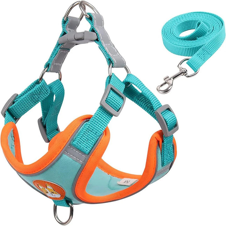 Reflective dog harness with adjustable nylon straps for pet safety during night walks