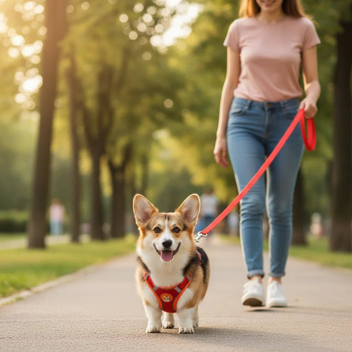 Adjustable reflective dog harness, gray, ideal for secure and comfortable walking