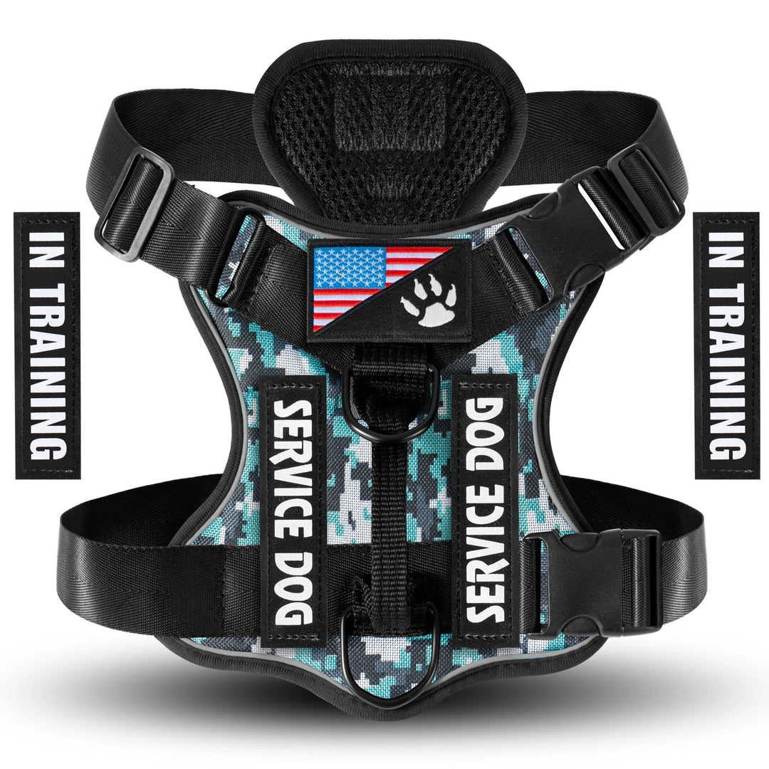 Reflective dog vest made from oxford fabric, featuring control handle & hook-and-loop for patches