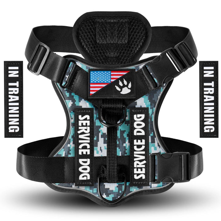 Reflective dog vest made from oxford fabric, featuring control handle & hook-and-loop for patches
