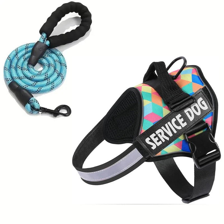 All-weather reflective dog harness with service dog vest and reliable leash