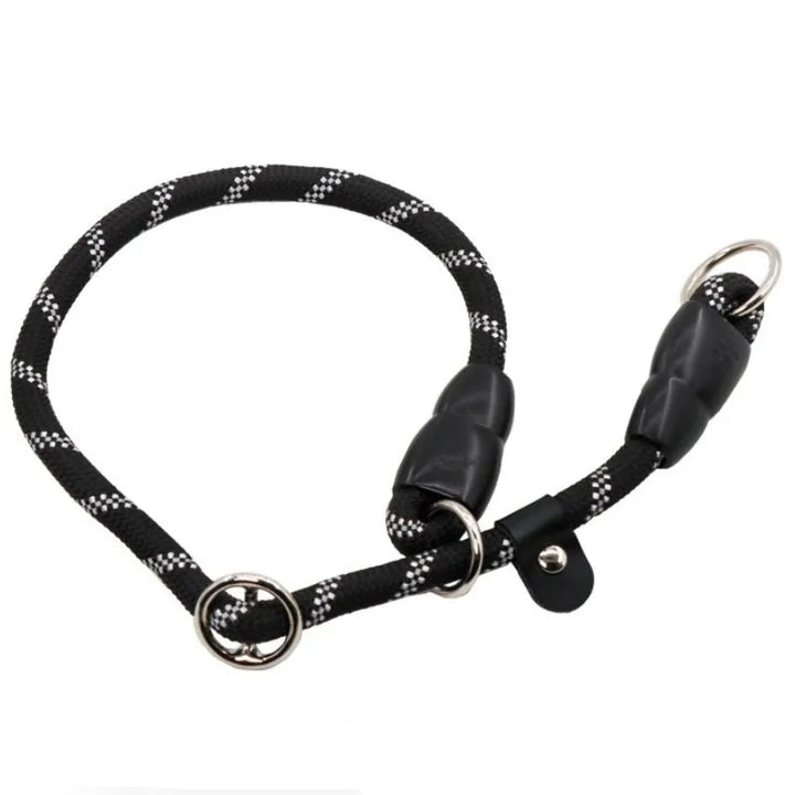 Reflective dog leash for night walks, adjustable & durable, enhancing pet safety.