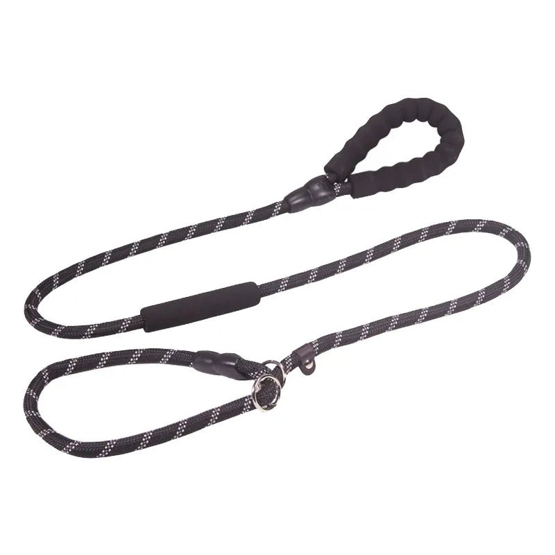 Medium dog reflective leash with comfortable padded handle and collar