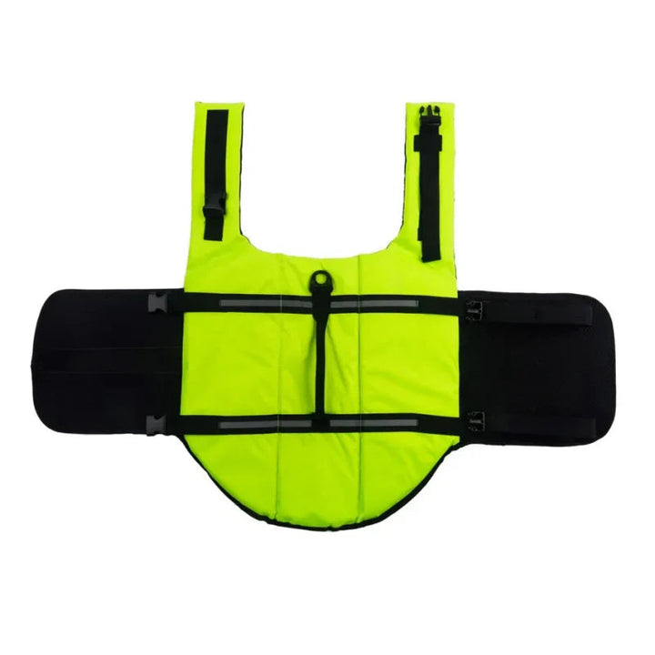 Reflective dog vest for swimming, featuring strong D-ring for leash attachment