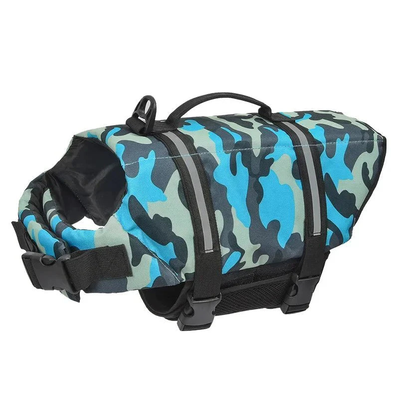 Reflective dog life vest with a quick-release buckle system for easy on/off